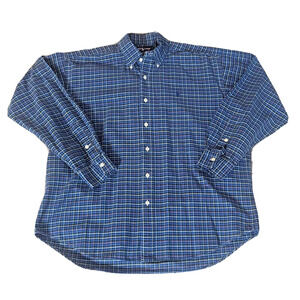 EUC Mens Vtg RALPH LAUREN Polo 'Big Shirt' Red Stripe Label 100% Cotton Shirt M